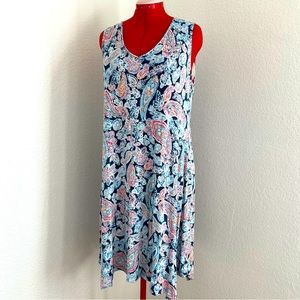 J. Jill 1x Plus Blue Paisley Sheath Dress EUC